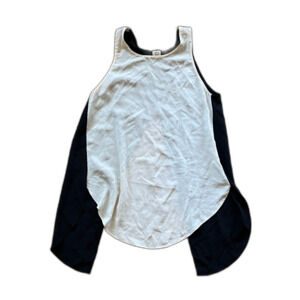 Aritzia Wilfred White Black Silk Split Back Tank Top Shirt  Women's Size XXS